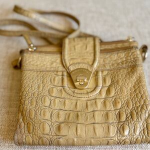 Brahmin Tan Crocodile-Embossed Crossbody Bag